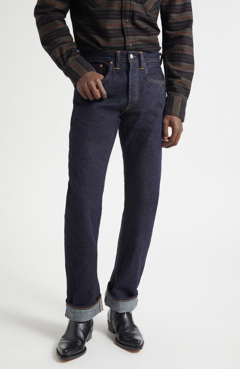Double RL Slim Bootcut East-West Selvedge Jeans, Main, color, East/ West Rinse