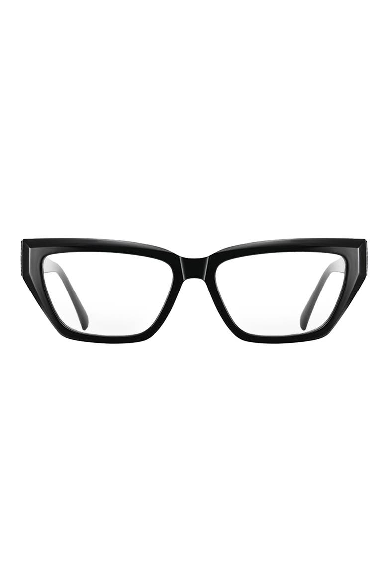Maya 53mm Geometric Blue Light Blocking Glasses, Main, color, BLACK