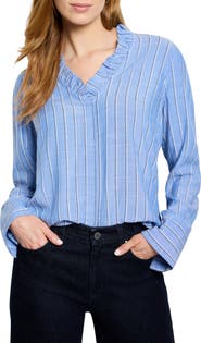 NIC+ZOE Stripe Ruffle Around Top