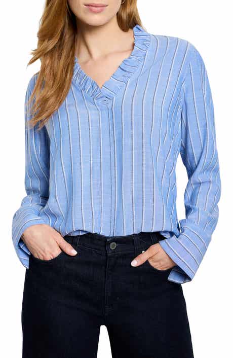 NIC+ZOE Stripe Ruffle Around Top