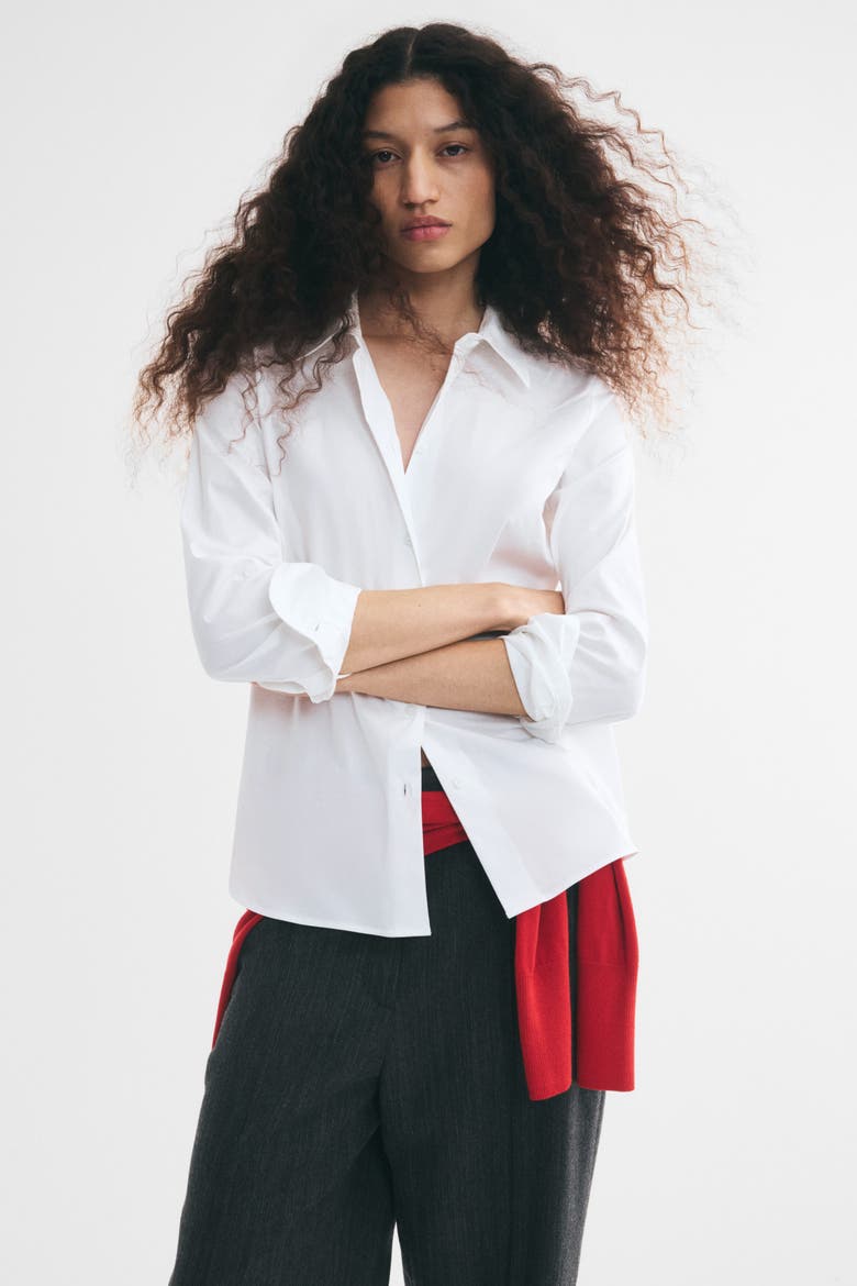 Cotton-Blend Shirt, Alternate, color, White