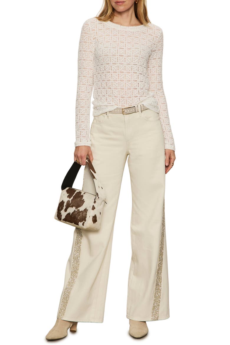Cadence Shimmer Side Stripe High Waist Jeans, Alternate, color, VANILLA CREME