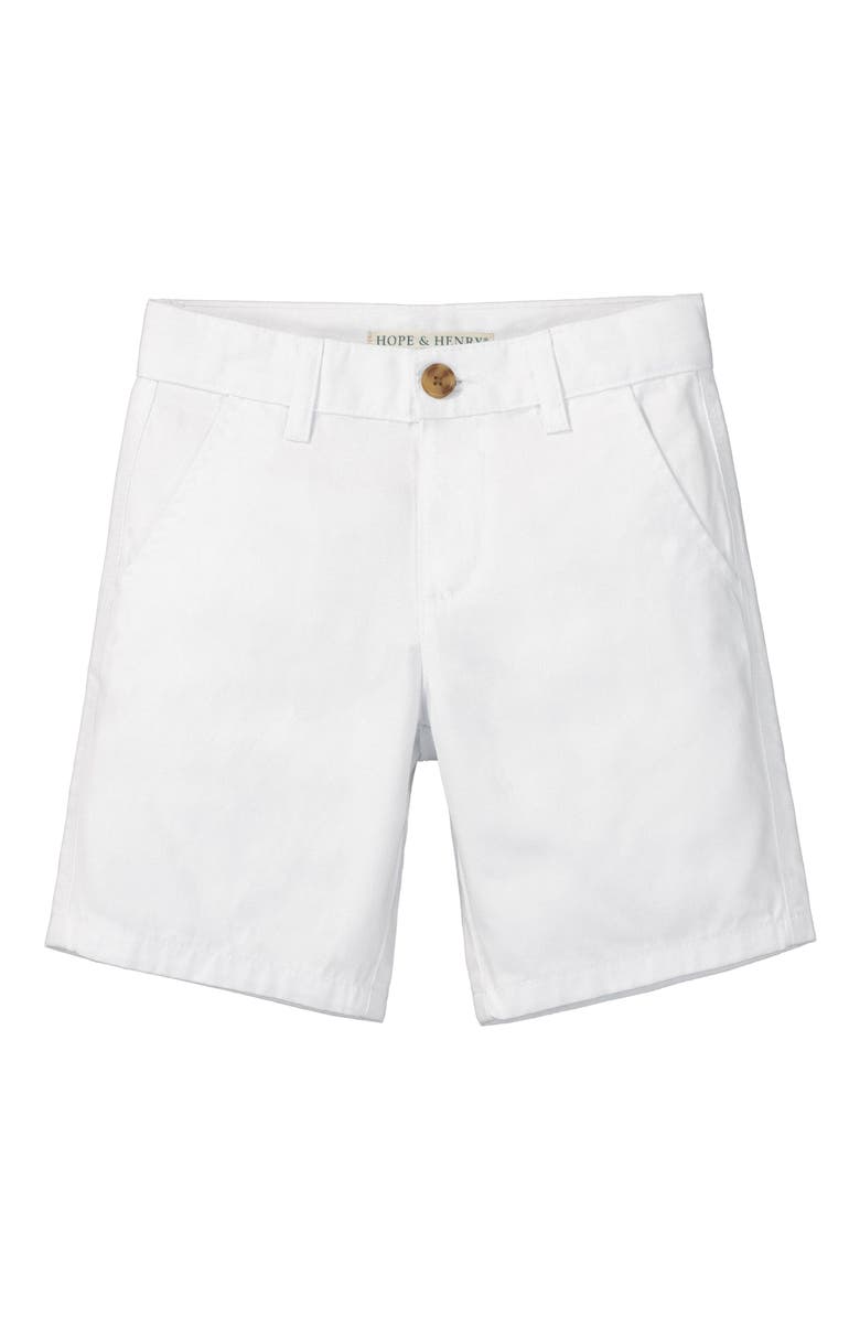 Hope & Henry Baby Boys' Organic Stretch Chino Short, Infant, Main, color, White Stretch