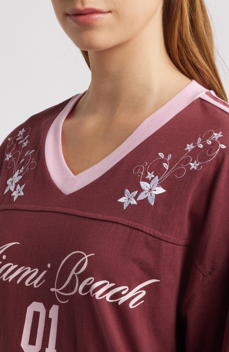 GOLDEN HOUR Miami Beach Cotton Graphic Football T-Shirt, Alternate, color, 