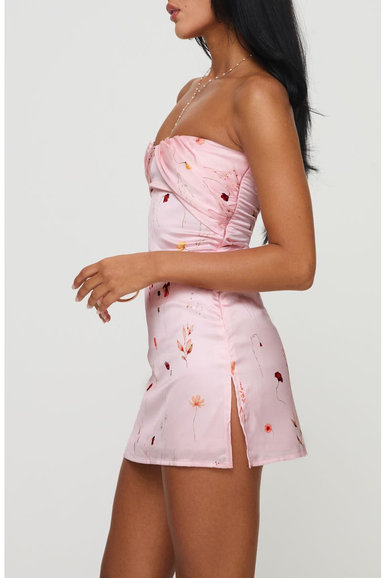 Irena Strapless Satin Minidress, Alternate, color, PINK