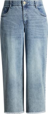 Wit & Wisdom Wyatt Skyrise Frayed High Waist Ankle Wide Leg Jeans