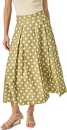English Factory Polka Dot A-Line Linen Skirt