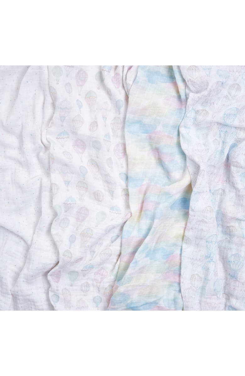 aden + anais Boutique 4-Pack 100% Organic Cotton Muslin Swaddles, Alternate, color, Above The Clouds