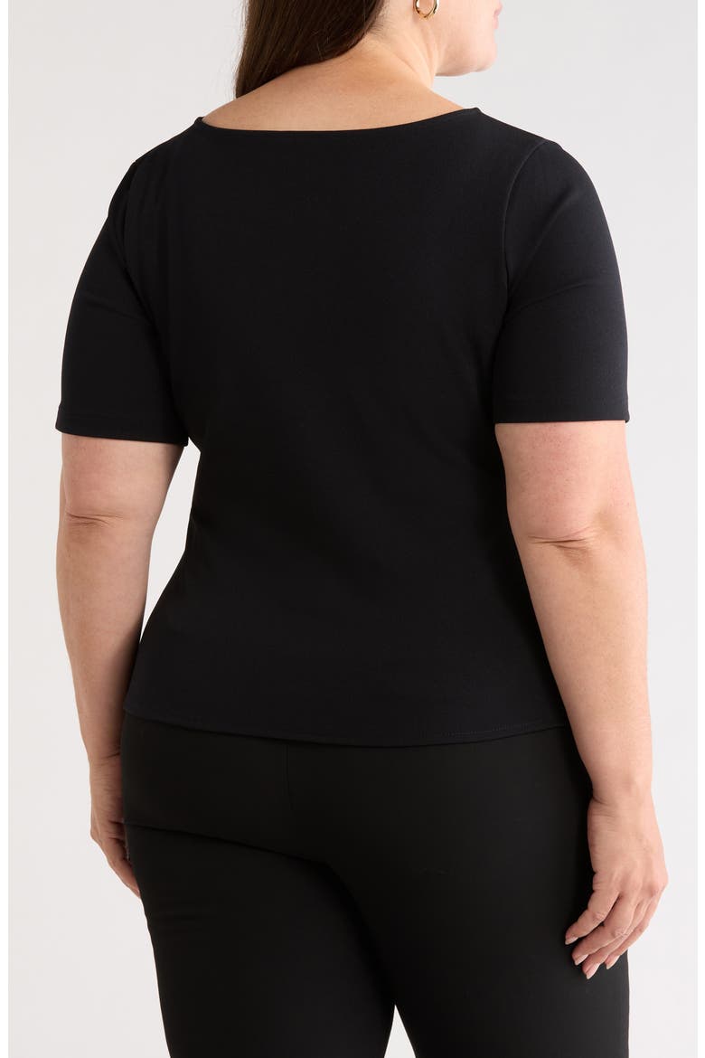 Asymmetrical Gathered T-shirt, Alternate, color, BLACK