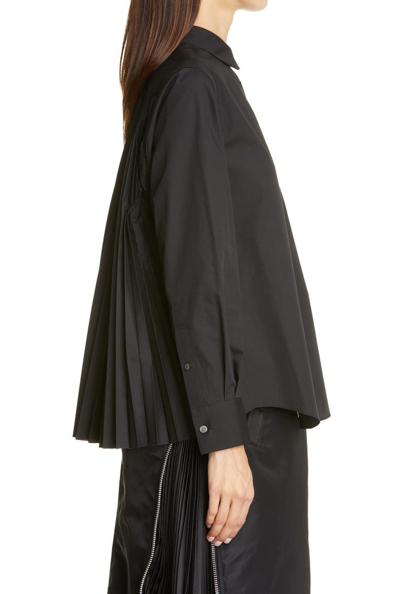 Contrast Pleat Back Shirt, Alternate, color, BLACK