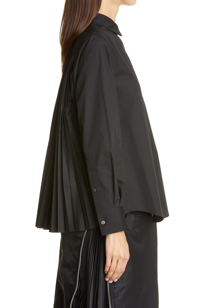 Sacai Contrast Pleat Back Shirt, Alternate, color,