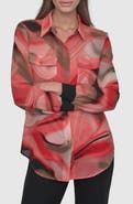 DKNY Abstract Print Chiffon Button-Up Shirt