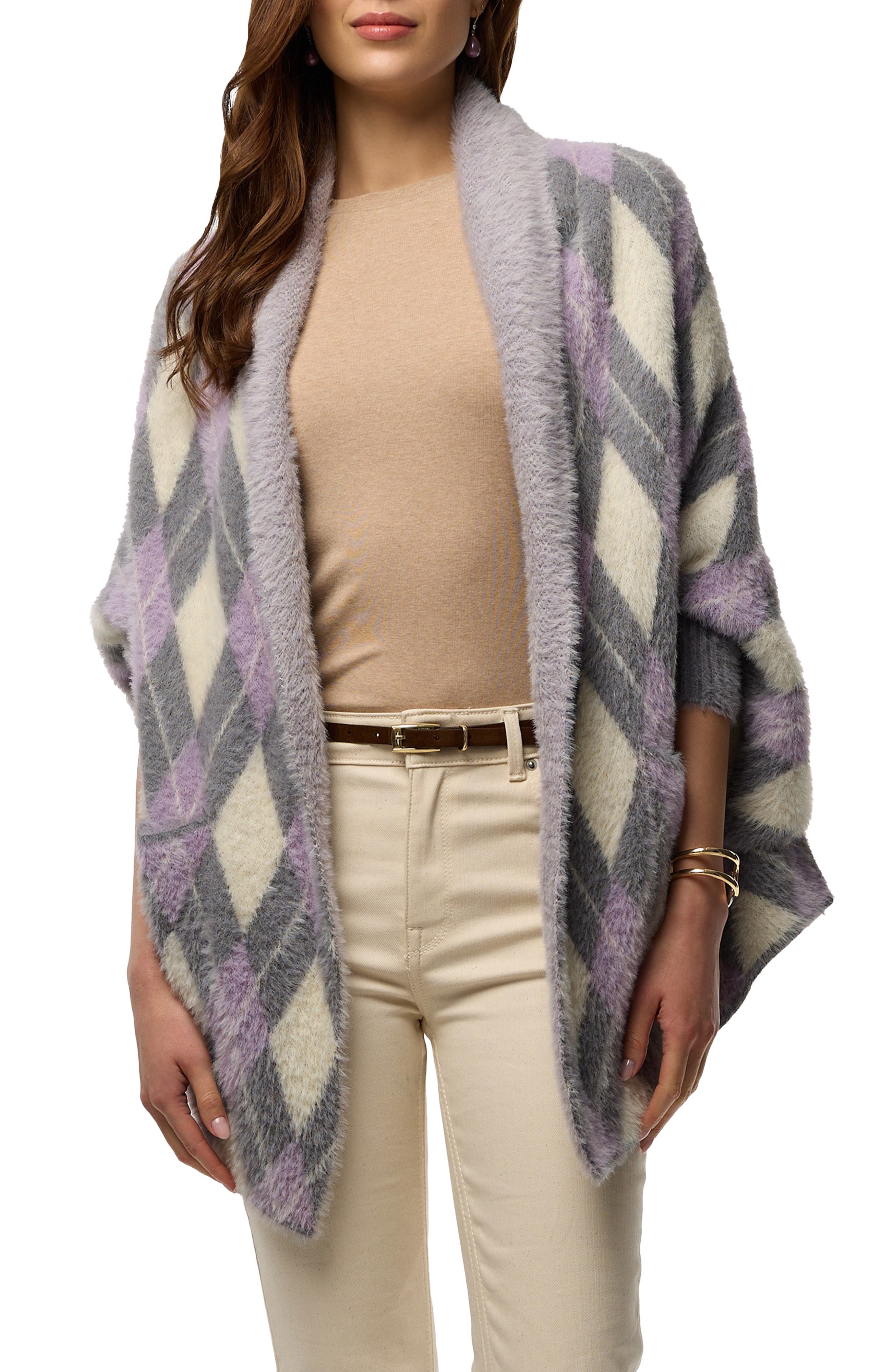 SAACHI Argyle Eyelash Knit Cardigan