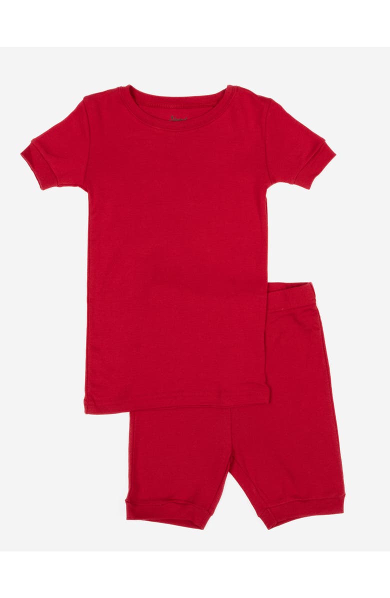 Leveret Kids Short Sleeve Cotton Solid Matching Family Pajamas, Main, color, Red