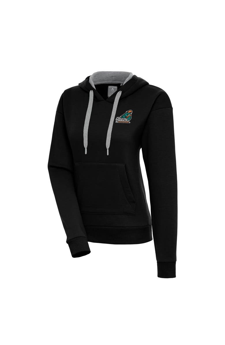 ANTIGUA Women's Antigua Black Coastal Carolina Chanticleers Victory Pullover Hoodie, Main, color, Black