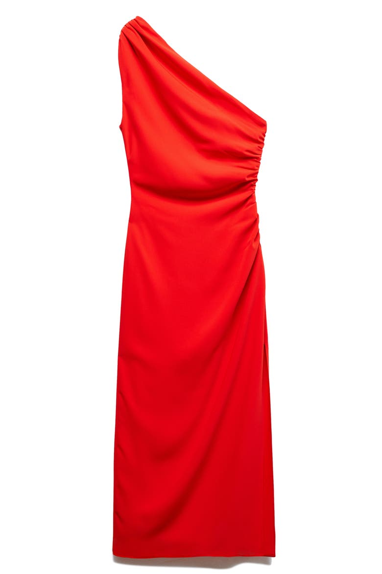 One-Shoulder Asymmetric Hem Dress, Alternate, color, RED