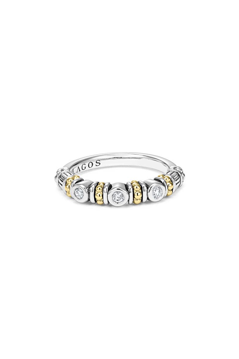 Rittenhouse Three Diamond Stacking Ring, Alternate, color, SILVER/ GOLD