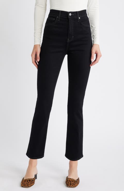 Alenah High Waist Slim Straight Leg Jeans (Onyx)