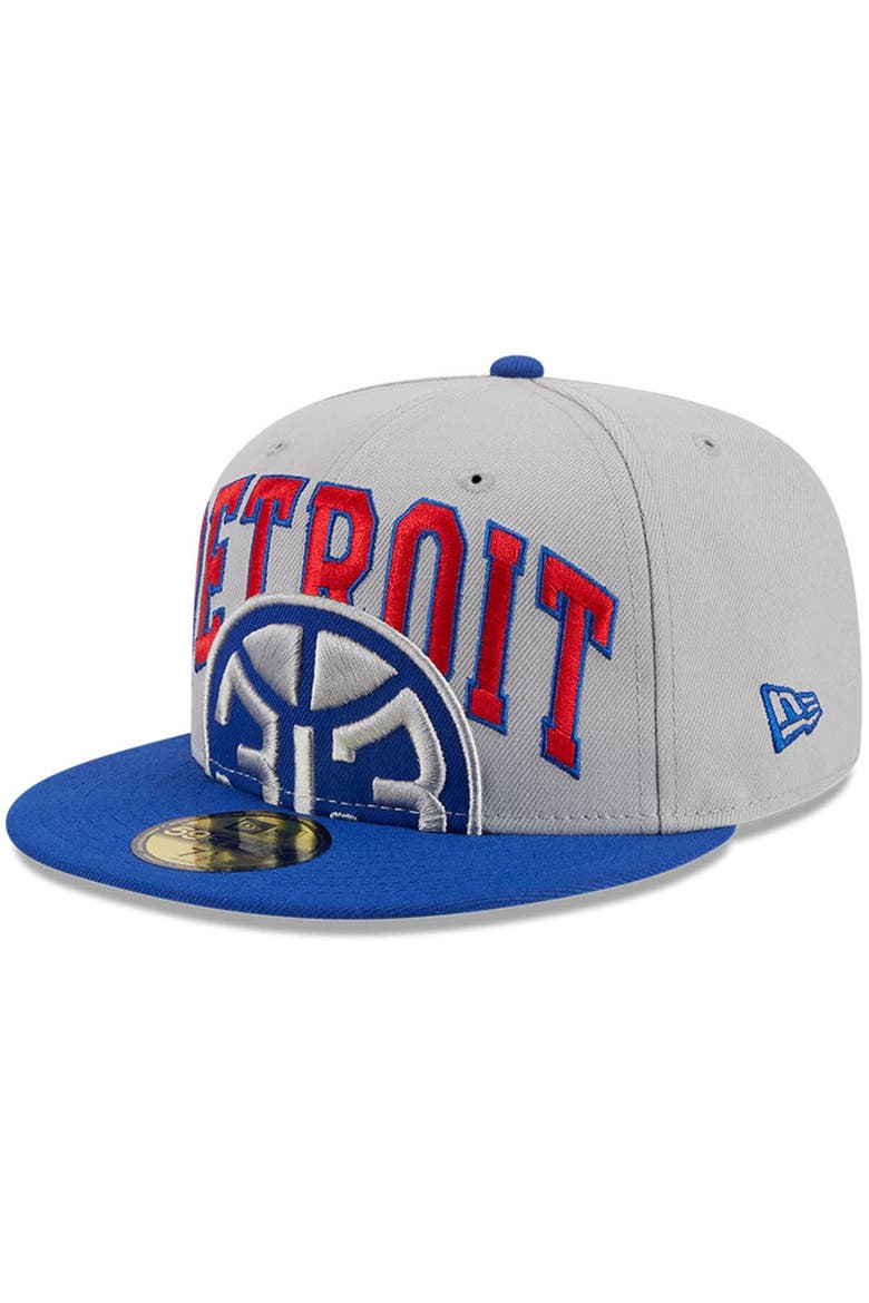 Men's New Era Gray/Blue Detroit Pistons Tip-Off Two-Tone 59FIFTY Fitted Hat, Alternate, color, Gray
