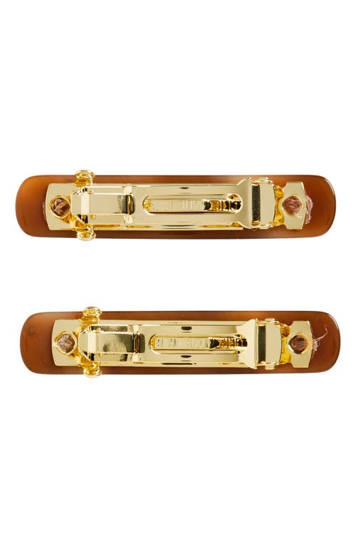 France Luxe Set Of 2 Mini Barrettes In Caramel Horn