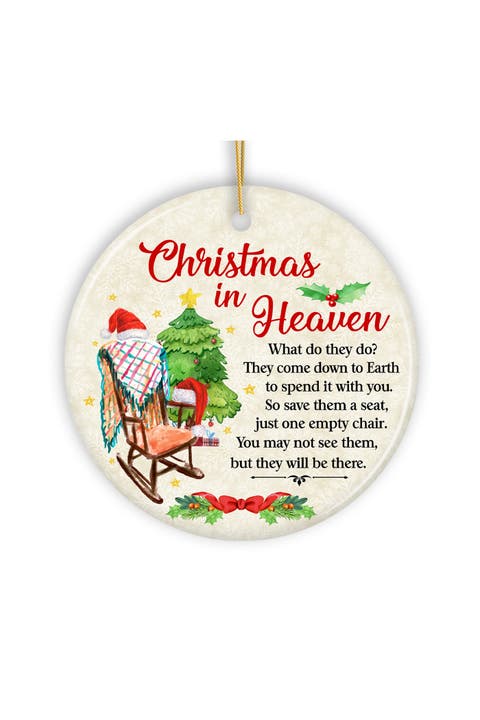 Christmas In Heaven Rocking Chair Santa Hat Ornament