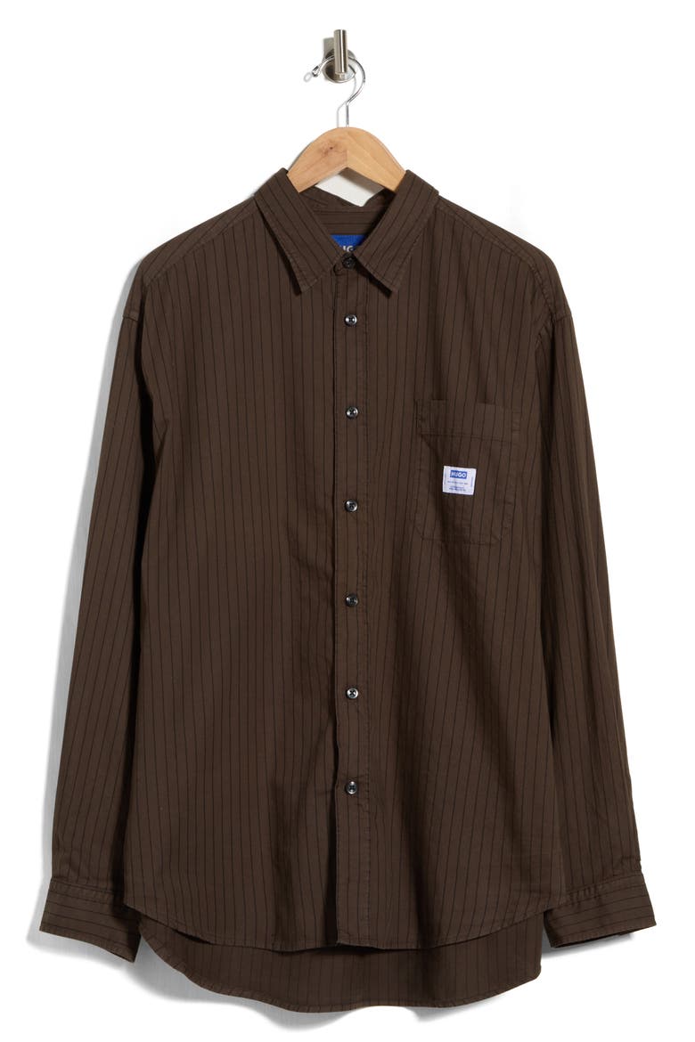 Ebalto Stretch Cotton Button-Up Shirt, Main, color, DARK BROWN