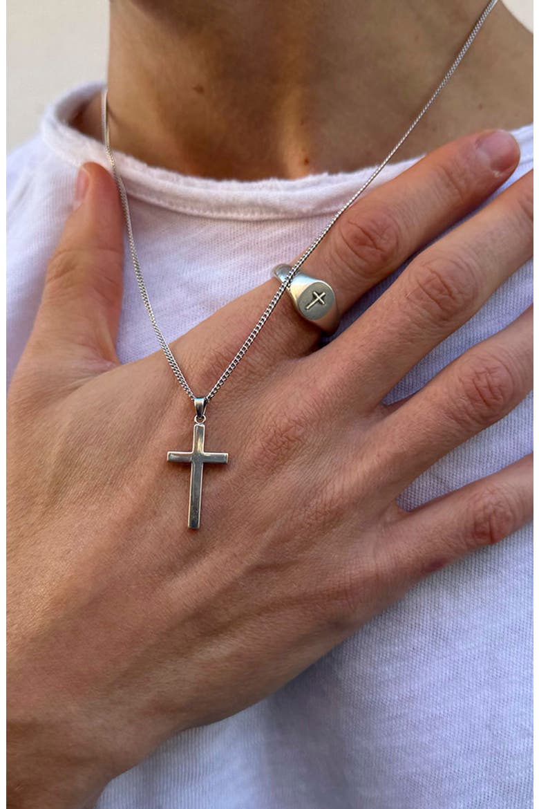 Cross Signet Ring, Alternate, color, SILVER