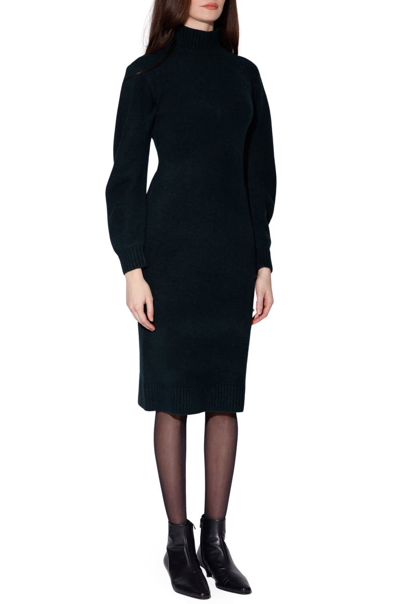 Walter Baker Adaline Long Sleeve Turtleneck Dress, Alternate, color, Teal