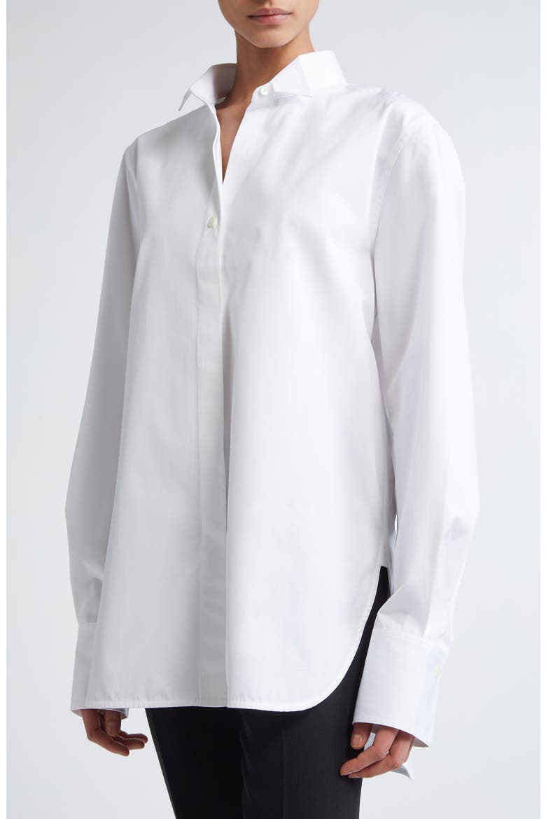 Wingtip Collar Organic Cotton Poplin Button-Up Shirt, Alternate, color, WHITE