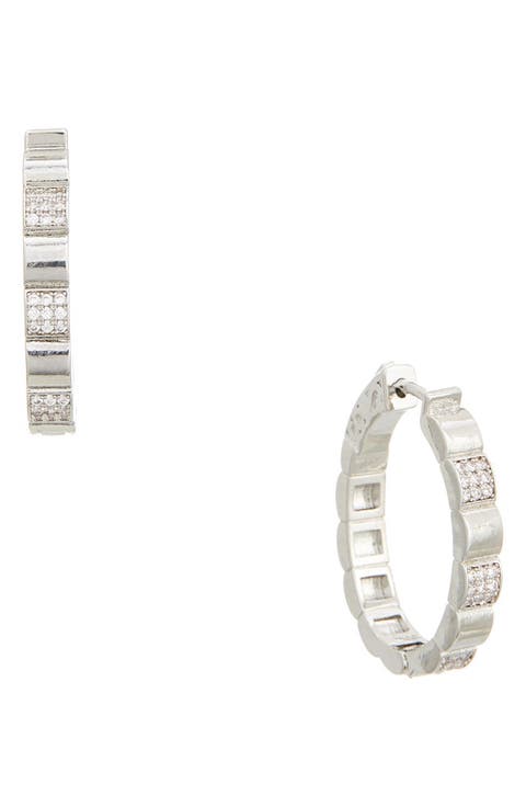 Pavé Cubic Zirconia Hoop Earrings