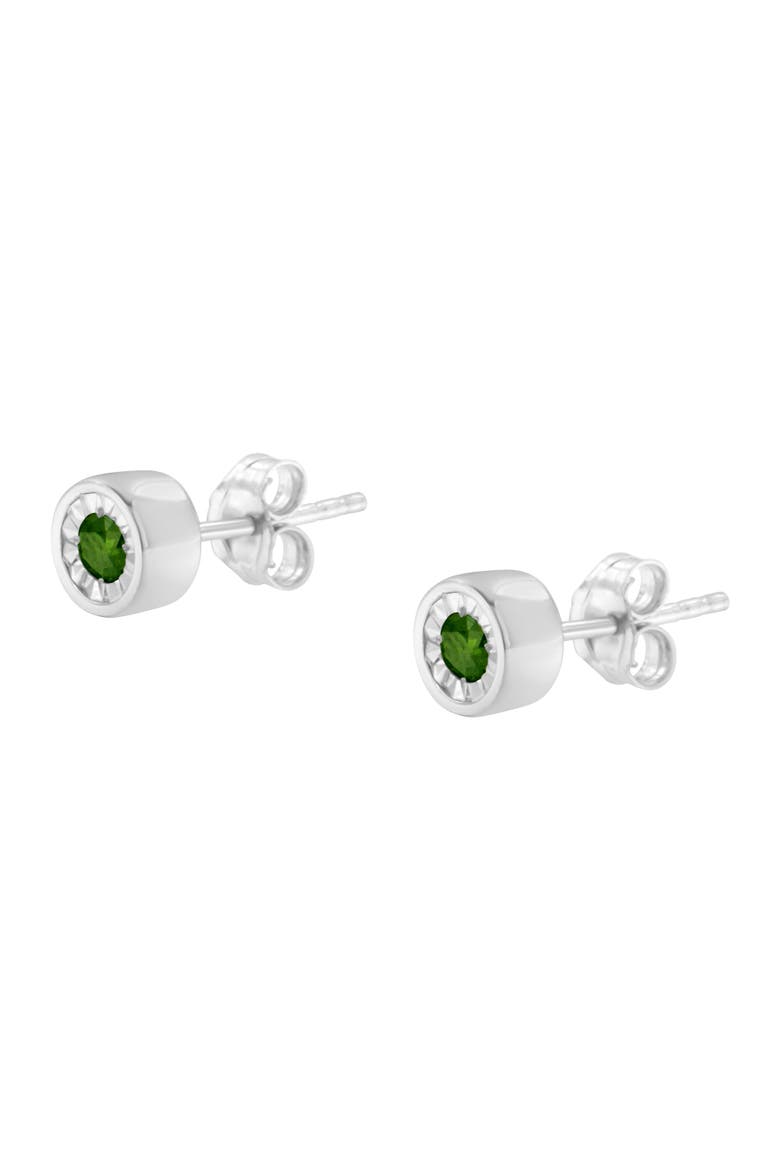 Silver 1/5 Ct Green Diamond Miracle- Stud Earrings, Alternate, color, White