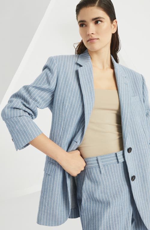 Brunello Cucinelli Monili-detail Twill Blazer In Avio Blue