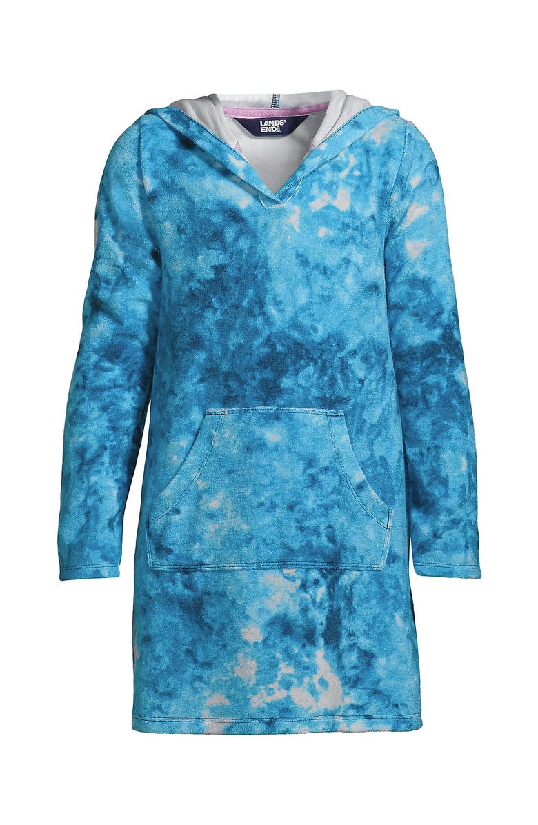 Lands' End Girls Terry Pullover Cover-up, Alternate, color, Island Turquoise Tie Dye