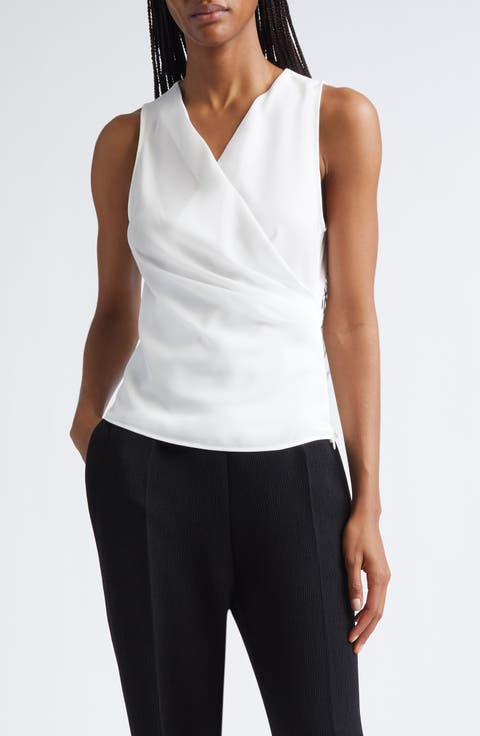 Ruched Sleeveless Wrap Top