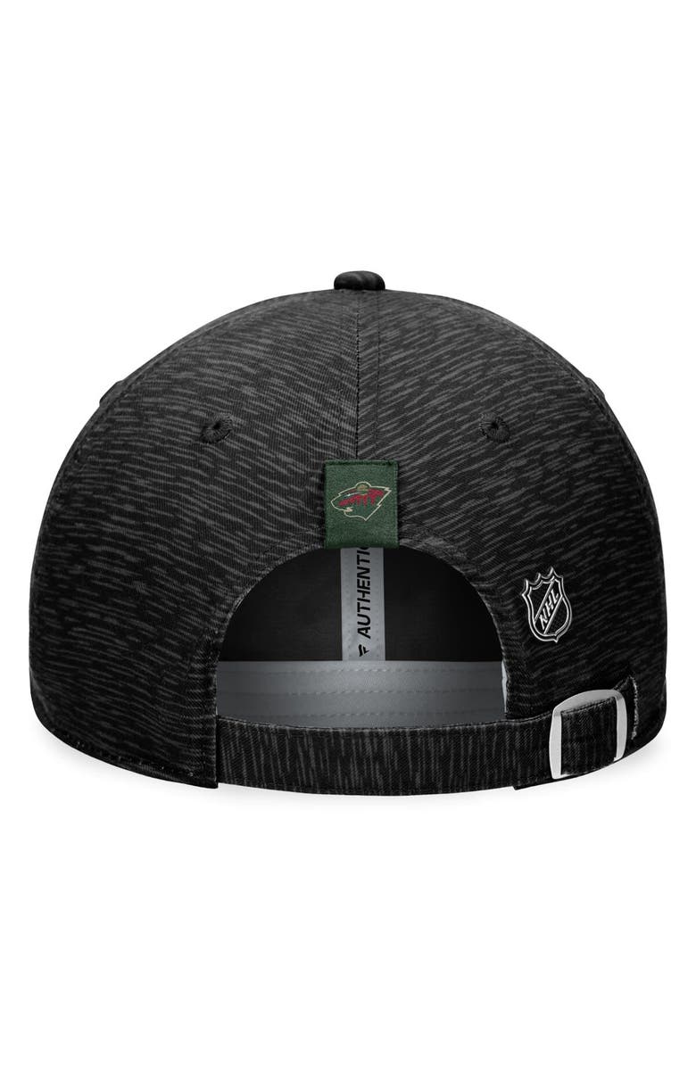 FANATICS Men's Fanatics Branded Black Minnesota Wild Authentic Pro Road Adjustable Hat, Alternate, color,