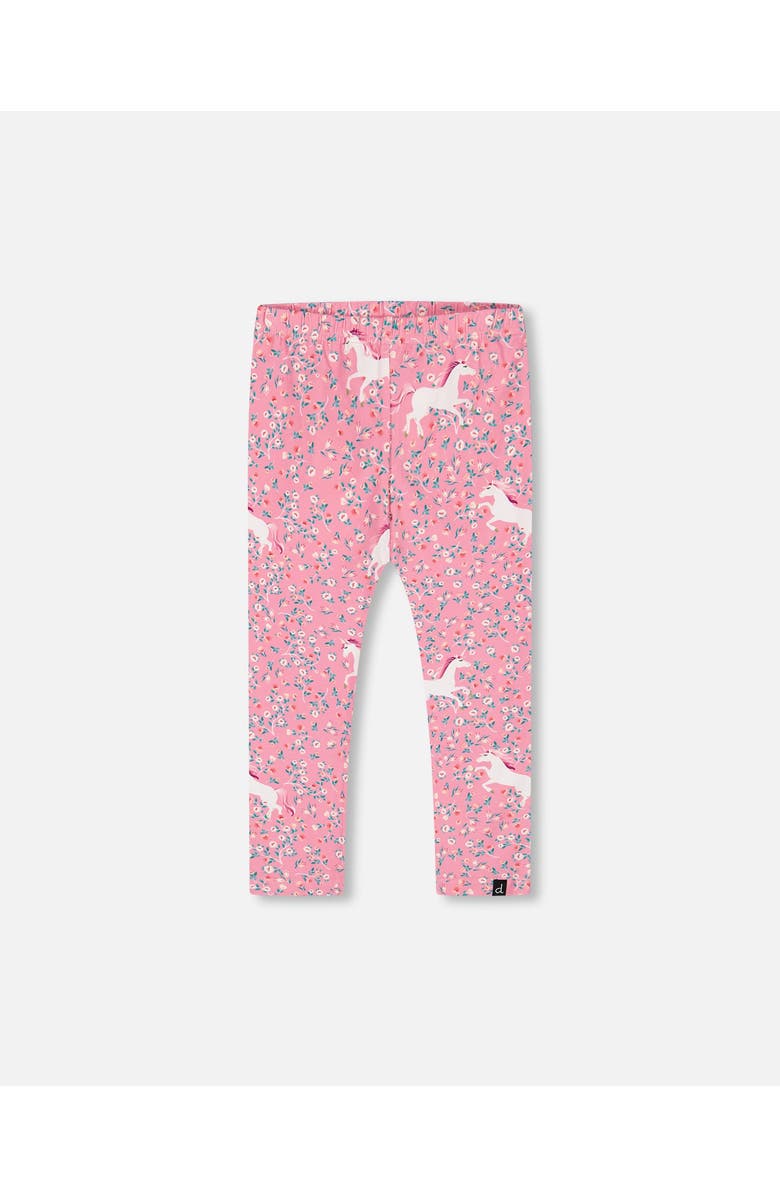 Deux par Deux Girl's Printed Leggings Pink With Unicorn, Main, color,