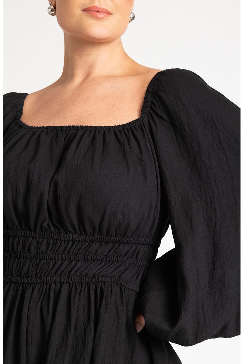Smocked Long Sleeve Dress, Alternate, color, BLACK ONYX