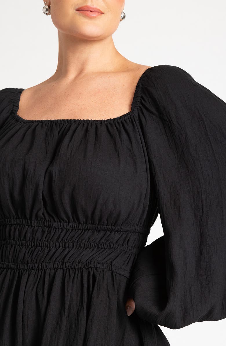 ELOQUII Smocked Long Sleeve Dress, Alternate, color, 