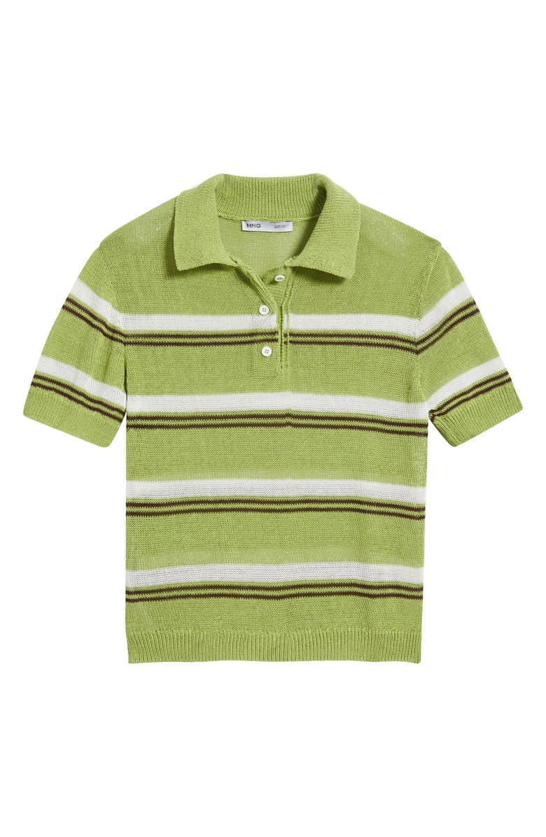 MANGO Stripe Jersey Polo Sweater, Main, color, Green