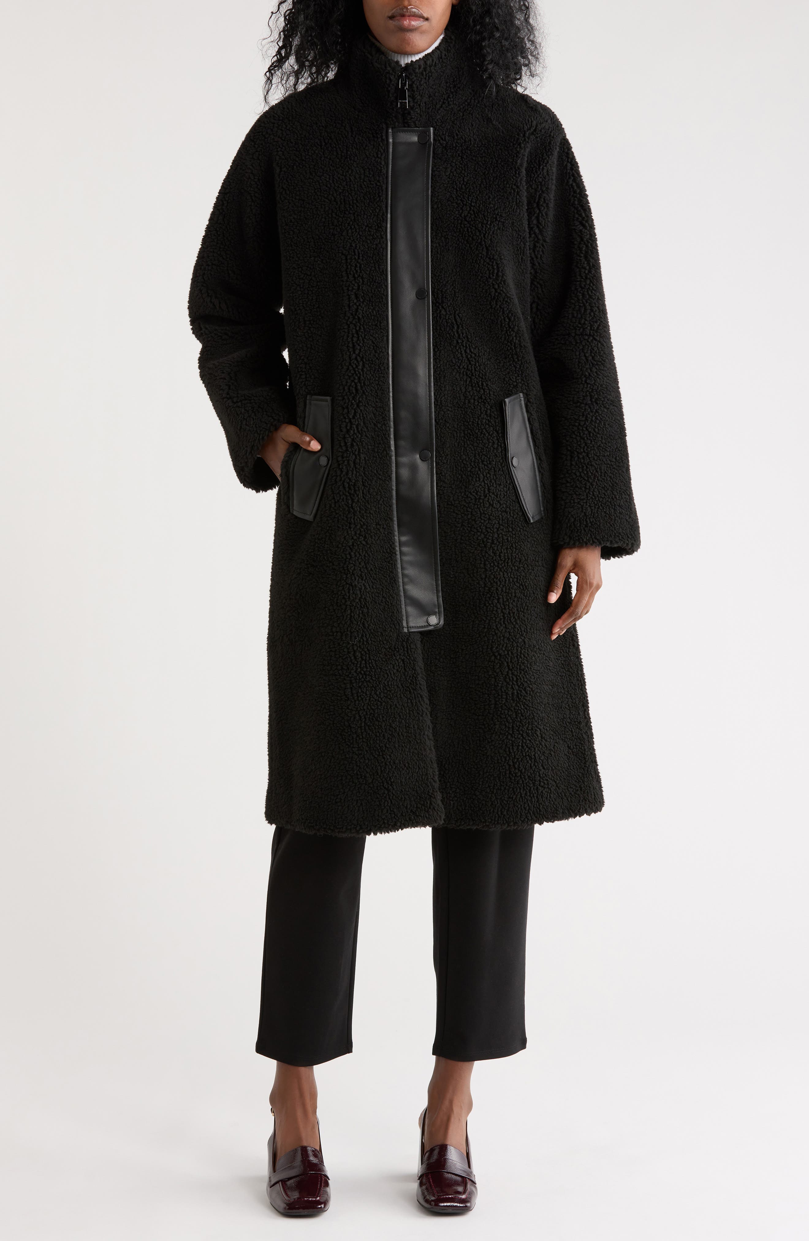 Rebecca Minkoff Faux Shearling & Faux Leather Coat