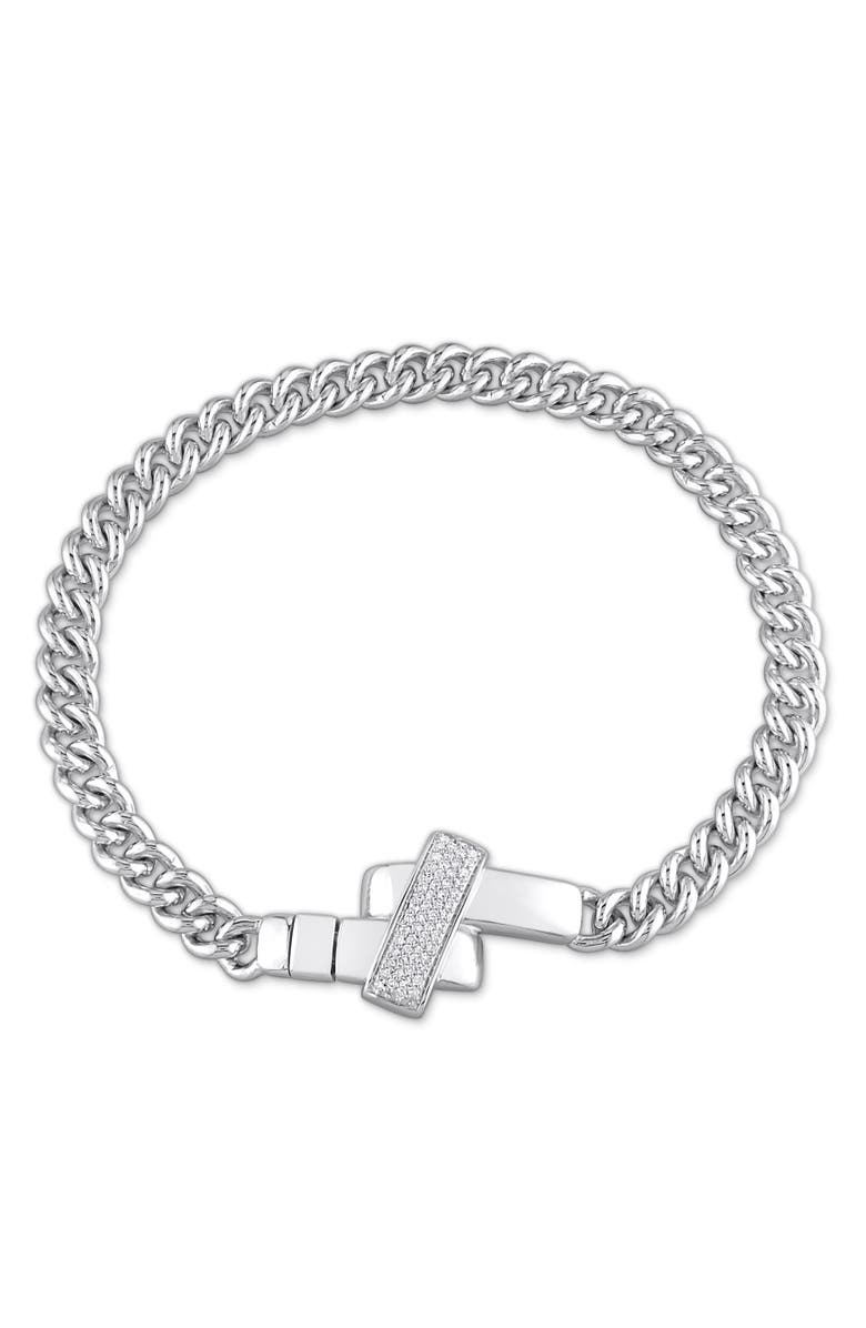 Julianna B. Diamond Crossover Motif Curb-Link Chain Bracelet, Main, color, Diamond