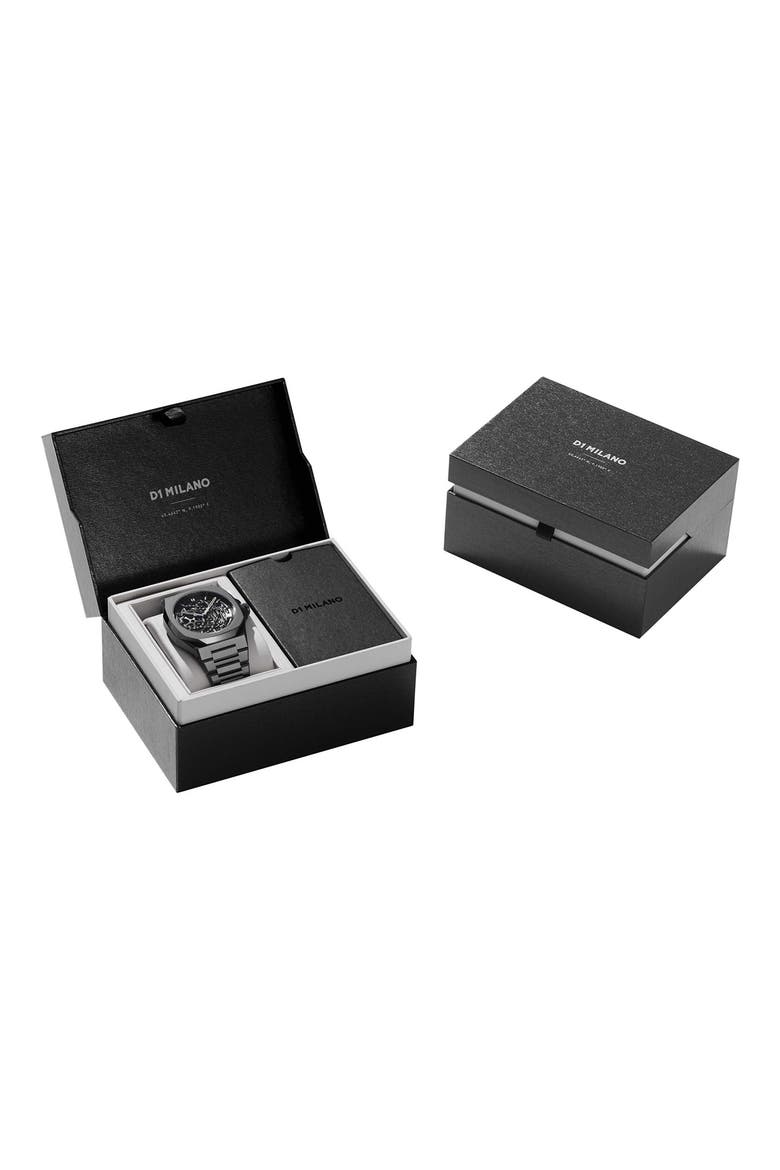 Gun Metal Skeleton Bracelet Watch, 41.5mm, Alternate, color, GUN METAL