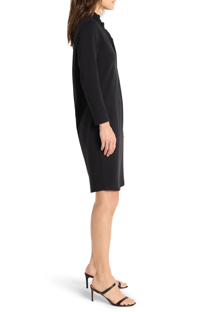NIC+ZOE Ruffled Long Sleeve Knit Dress, Alternate, color, Black Onyx
