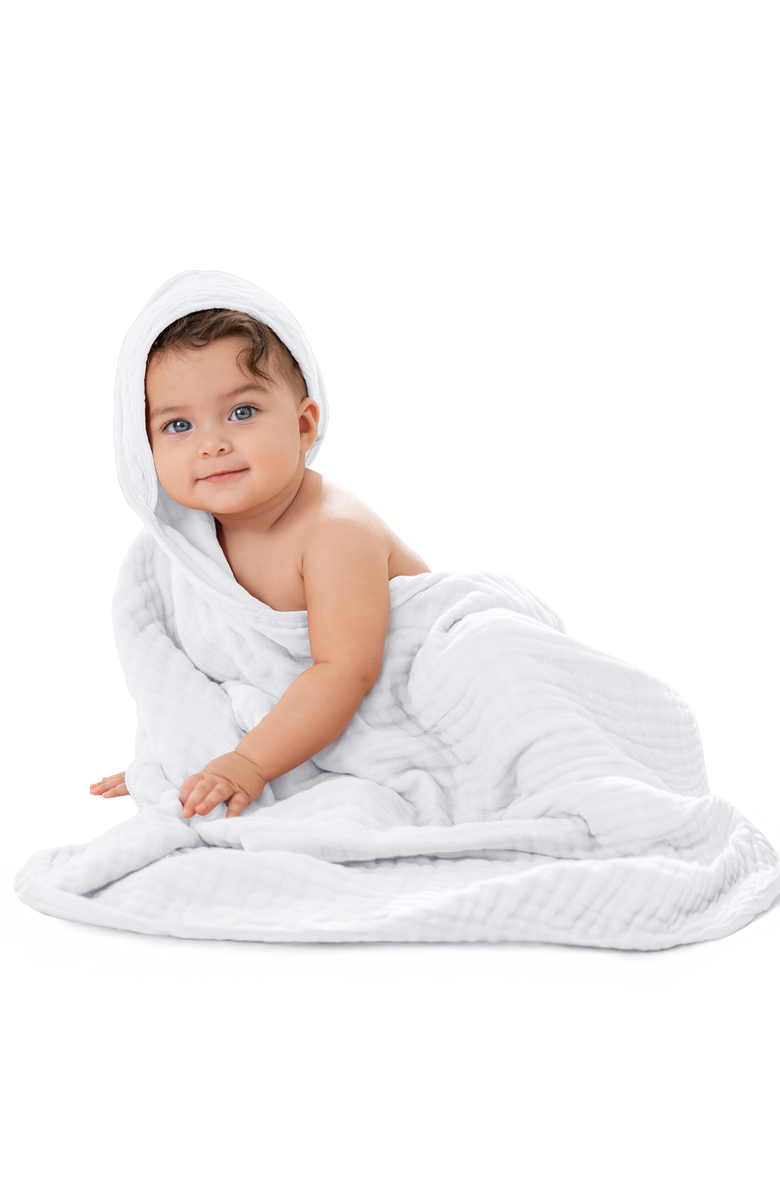 Comfy Cubs Hooded Baby Towels - 6 Layers, Pack of 1, Main, color, White