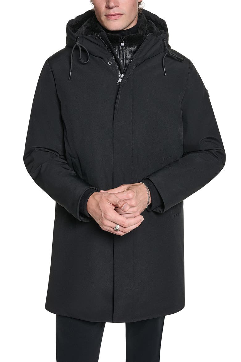 Faux Shearling Parka with Removable Bib, Alternate, color, BLACK