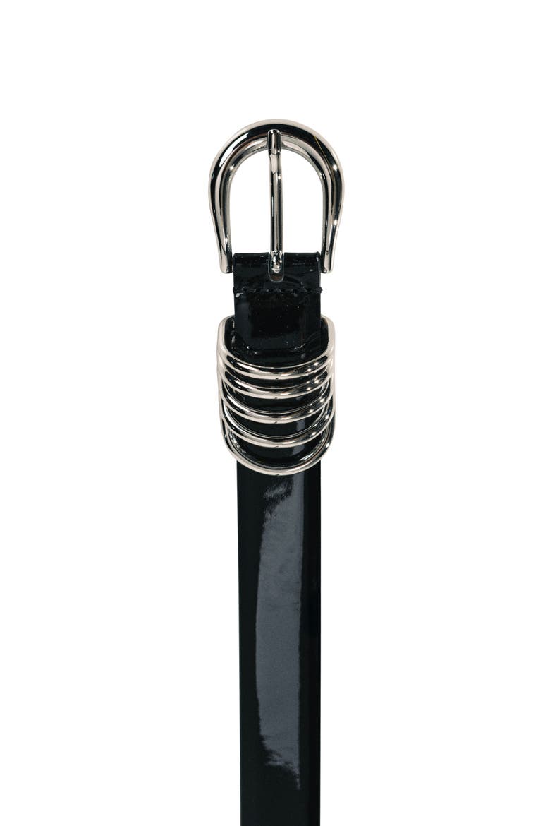 Hollyhock Patent Leather Belt, Alternate, color, BLACK SILVER