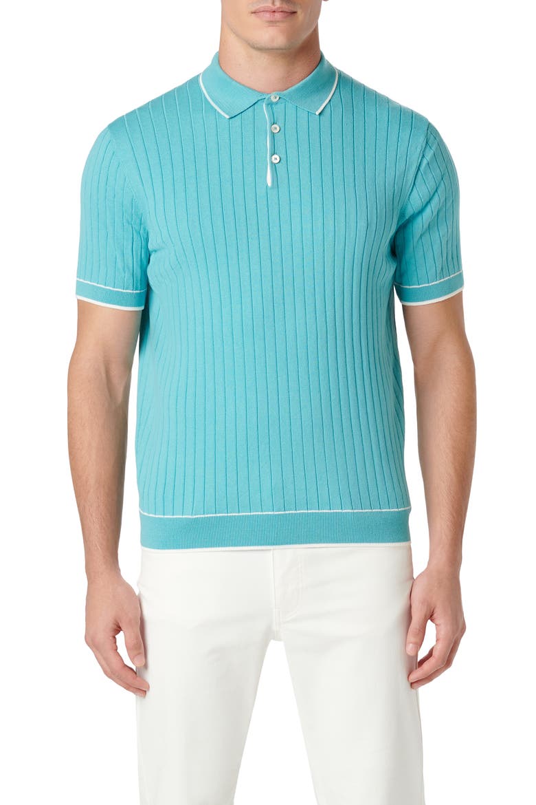 Rib Knit Polo, Main, color, JADE