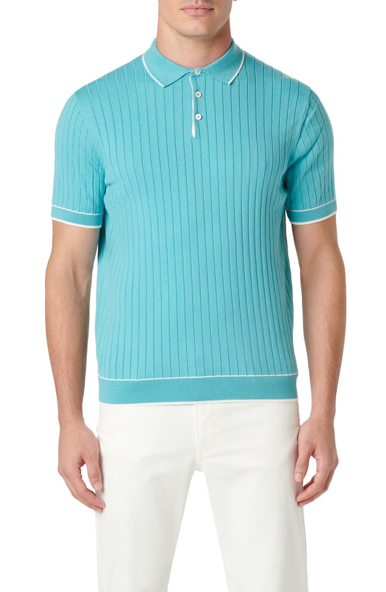 Bugatchi Rib Knit Polo, Main, color, Jade