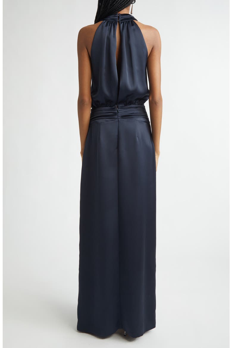 Charmayne Sleeveless Satin Gown, Alternate, color, NAVY