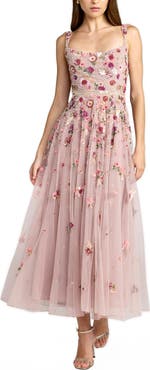 Mac Duggal Sleeveless Hand Beaded Scoop Neck Midi Dress